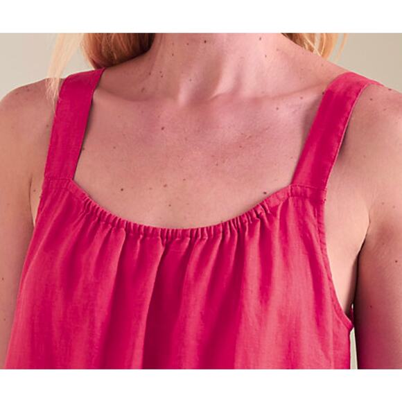 $238 EILEEN FISHER Organic Linen Midi Cami Dress Sundress | Sz XL, Geranium Pink - Picture 4 of 16